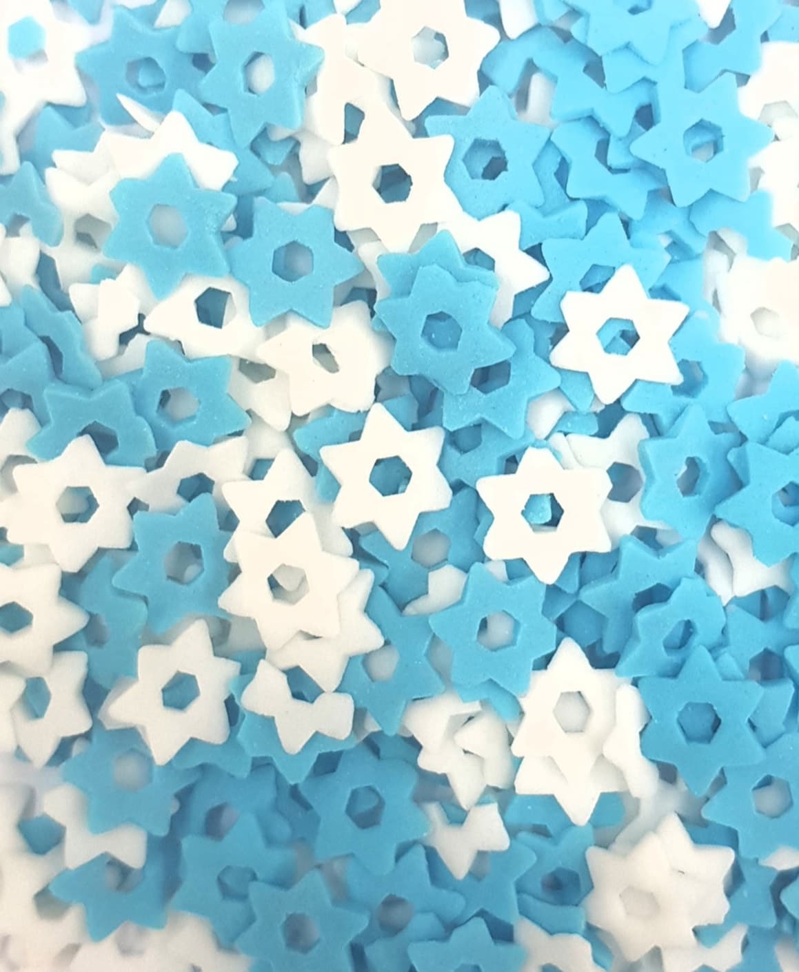 סוכריות קישוט לעוגה בצורת מגן דוד בכחול לבן 90 גרם